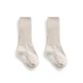 Beige gerippte Baby-Baumwollsocken mit rutschfestem Sohlengriff, bequeme lange Socken für Kinder. - L 3-5 Jahre / Khaki
