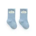 Dicke flauschige Babysocken mit süßem Wolkenmuster, warme und bequeme Anti-Rutsch Socken. - Blaue Wolke / Größe XS 0-6 Monate