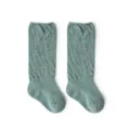 Calcetines hasta la rodilla acanalados para ninos algodon color solido vintage casual - S (0-1 Año) / Verde