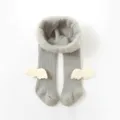 Toddler fleece-lined tights with cute angel wings, warm thick winter baby leggings socks. - Size 21/23 (1-2 Years) / Gray