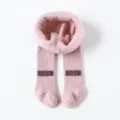 Kids fleece-lined thick tights pink autumn winter toddler baby leggings with cute bows - Size 21/23 (1-2 Years) / Pink