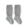 Chaussettes hautes tricotées grises pour bébé, chaussettes unies genou pour enfants, automne. - Gris