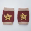 Baby knee pads for crawling toddlers, anti-fall protective sleeves with cute star embroidery. - Brown Pentagram