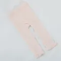 Pink knit mesh baby leggings, lightweight summer toddler tights with cute lace cuffs for kids. - 18-20 (6-12 Months) / Pink