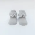 Schattige grijze ruches baby sokken zacht katoen peuter sokken voor 0-1 jaar oud meisje - Maat XS (0-6M) / Grijs