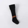 Kids black ribbed tights with brown bow, soft combed cotton toddler leggings for autumn winter. - Black Velvet Bow