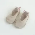 Baby Kleinkind glitzernde Socken Schuhe rutschfeste weiche Sohle beige mit Schleife - A086 Lurex-Stil - Cremeweiß