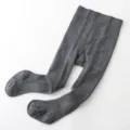 Grey Ribbed Cotton Baby Tights Soft Toddler Footed Leggings Infant Autumn Knit Pants - Size 21/23 (1-2 Years) / Dark Gray
