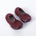 Kleinkind Anti-Rutsch Stoppersocken weiche Sohle Baumwolle bordeaux Socken Schuhe - 20-21 / A088 Doppelstrick-Stil - Weinrot