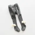 Grey baby ribbed tights with cute angel wings, soft combed cotton toddler pants for autumn. - Wing Dark Gray