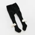 Cute black baby tights with white angel wings, soft combed cotton toddler leggings for autumn. - Black Bat Wings