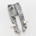 Toddler girl grey tights with cute angel wings, cozy combed cotton, warm infant leggings - Wing Light Gray