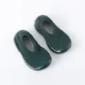 Dunkelgrüne rutschfeste weiche gestrickte Krabbelschuhe Socken für Babys und Kleinkinder - A088 Doppelstrick-Stil - Dunkelgrün