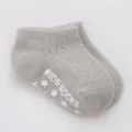 Chaussettes basses en coton filet gris pour bébés avec picots antidérapants mignons - Taille S 0-2 ans (semelle antidérapante) / Gris