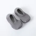 Graue Kleinkind Lauflernschuhe mit rutschfester weicher Sohle und atmungsaktivem Strick Socken-Design. - A088 Doppelstrick-Stil - Grau
