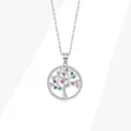 Collana con ciondolo Albero della Vita in argento S925 con zirconi multicolore - Ciondolo Solo (Colore Platino/Pietre Colorate) / Argento 925
