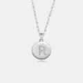 S925 Sterling Silber Initiale Buchstabe R Anhänger Halskette mit Zirkon Steinen Damen - Buchstabe R / Platin