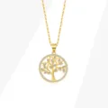 Collana con ciondolo albero della vita dorato zirconi brillanti gioiello donna elegante - Ciondolo Solo (Colore Oro 18K/Pietre Bianche) / Argento 925