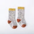 Thickened knit baby socks with anti-slip soles, cozy winter crew socks for toddlers and infants. - Yellow Ribbed Opening