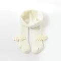 Cute fleece-lined baby tights with angel wings, warm white winter leggings for girls. - Size 27/30 (4-6 Years) / White