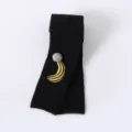 Collants tricotés noirs pour bébé avec joli décor de banane et pompon, leggings doux variante. - Fines rayures fruits - Noir
