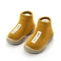 Babyschuhe Lauflernsocken mit Gummisohle anti-rutsch Kleinkind Socken gelb für Kinder - Stoffetikett Kurkuma
