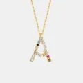 Silber bunte Zirkon Buchstabe A Anhänger Halskette, modische Damen Schlüsselbeinkette. - Buchstabe A Anhänger Ohne Kette / 18K-Gold