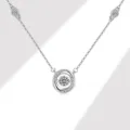 S925 Silber Tanzender Stein Halskette Elegante Herzschlag Anhänger Kette Damenschmuck Geschenk - Platinfarbe (Weiße Strass) / 925er Silber