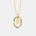 S925 Sterlingsilber bunte Zirkon Buchstabe B Anhänger Halskette Mode Schmuck Damen. - Buchstabe B Anhänger Ohne Kette / 925er Silber / 18K-Gold