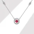 S925 Silber rote Edelstein Halskette Luxus funkelnde Kette elegante Damen Schmuck Geschenke - Platin Rot Strass / 925er Silber