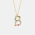 Goldene Buchstaben B Anhänger Halskette mit bunten Zirkonia Steinen Sterling Silber - Buchstabe B Anhänger Ohne Kette / 18K-Gold