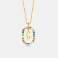 Vergoldete S925 Sterlingsilber bunten Zirkon Buchstabe C Anhänger Schlüsselbeinkette - Buchstabe C Anhänger Ohne Kette / 925er Silber / 18K-Gold