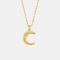 S925 Sterlingsilber vergoldet Buchstabe C Mond Anhänger Halskette edler Schmuck Damen - 925er Silber / 18K Gold (Buchstabe C)