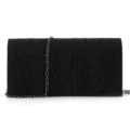 Vue rapprochée du sac de soirée noir à sequins brillants montrant la chaîne et la texture. - Noir