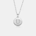 S925 Sterlingsilber Buchstabe U runder Anhänger Halskette mit Zirkonsteinen für Damen. - Buchstabe U / Platin