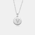 S925 Sterling Silber Buchstabe V Anhänger Halskette Zirkon Runde Kette Schmuck Neu - Buchstabe V / Platin