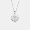 S925 Silber Buchstabe Y Anhänger Halskette mit Zirkonia glänzender Schmuck für Damen. - Buchstabe Y / Platin