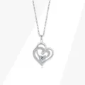 Collana con ciondolo a doppio cuore in argento S925, elegante catenina clavicolare con strass. - Ciondolo Solo (Oro Platino) / Argento 925