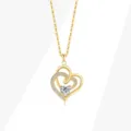 Collana con ciondolo a doppio cuore in argento S925, catena clavicolare elegante donna. - Ciondolo Solo (Oro 18K) / Argento 925