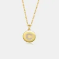 S925 Silber Buchstabe Halskette runder Anhänger mit glänzenden Zirkon Steinen eleganter Schmuck - Buchstabe C / 18K-Gold