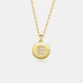S925 Sterlingsilber vergoldete Buchstabe E Kette runder Anhänger mit funkelnden Zirkoniasteinen. - Buchstabe E / 18K-Gold