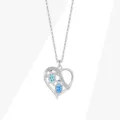 Collana con Pendente a Cuore Tartaruga Marina in Argento S925 Gemma Blu Variante Stile - Solo Ciondolo (Senza Catena) / Platino (PXZ585)