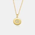 S925 Sterling Silber vergoldete Buchstaben runden Anhänger Halskette mit glitzernden Zirkoniasteinen. - Buchstabe G / 18K-Gold