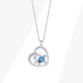 Collana con pendente a cuore tartaruga serie oceano in argento S925 con cristallo blu e zirconi. - Solo Ciondolo (Senza Catena) / Platino (PXZ586)