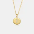 S925 Sterling Silber Buchstaben Anhänger Halskette Runde Scheibe Gold Schmuck Geschenke - Buchstabe I / 18K-Gold