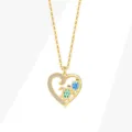 Collana cuore tartaruga marina in argento S925, ciondolo pietra blu gioielli eleganti donna - Solo Ciondolo (Senza Catena) / Oro 18K (PXZ587)