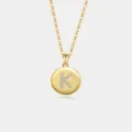 Vergoldete S925 Silber Buchstabe K Anhänger Halskette Zirkonia Initiale Damenschmuck - Buchstabe K / 18K-Gold