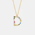 S925 Silber Bunt Zirkon Buchstabe D Anhänger Halskette Mehrfarbig Zarte Kette Schmuck Geschenk - Buchstabe D Anhänger Ohne Kette / 18K-Gold