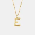Gold S925 Silber Buchstabe E Halskette modische Zirkon Schlüsselbein Kette Damen Schmuck - 925er Silber / 18K Gold (Buchstabe E)