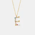 Vergoldete S925 Silber Buchstabe E Anhänger Halskette mit bunten Zirkonia Steinen. - Buchstabe E Anhänger Ohne Kette / 18K-Gold